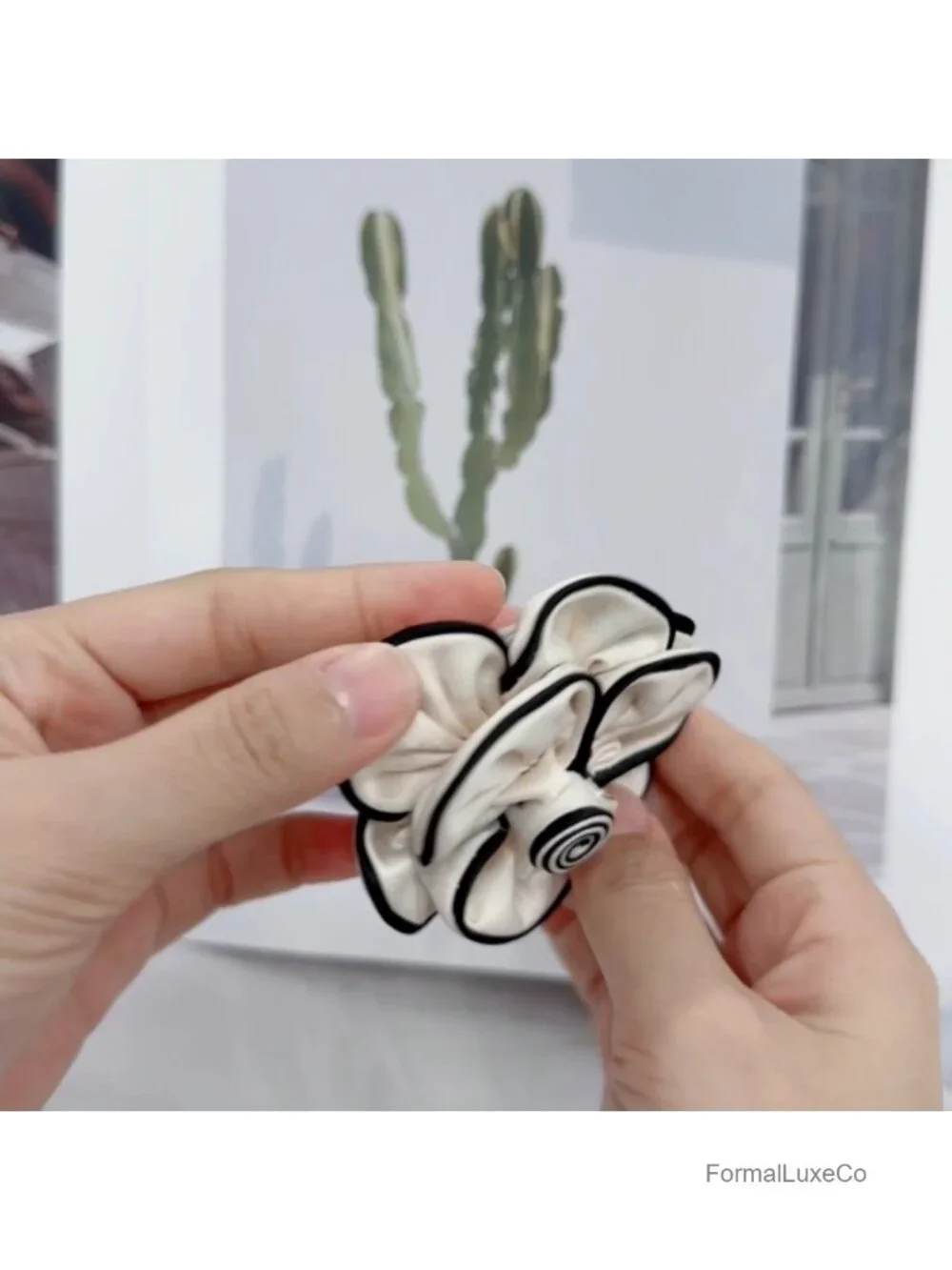 Extra Large Camellia Flower Brooch Satin Fabric Floral Lapel Pin for Women